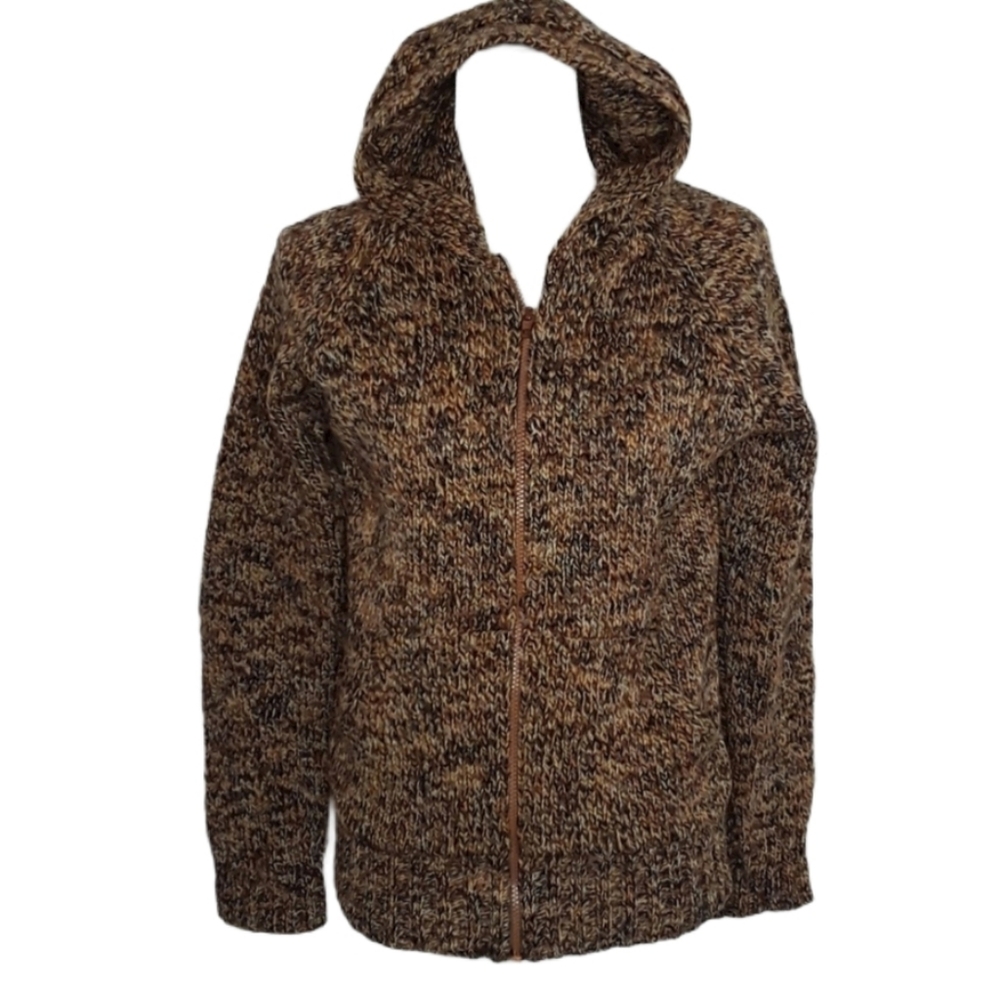 ROADIE Wool Hooded Brown Marled Sweater EUC sz L